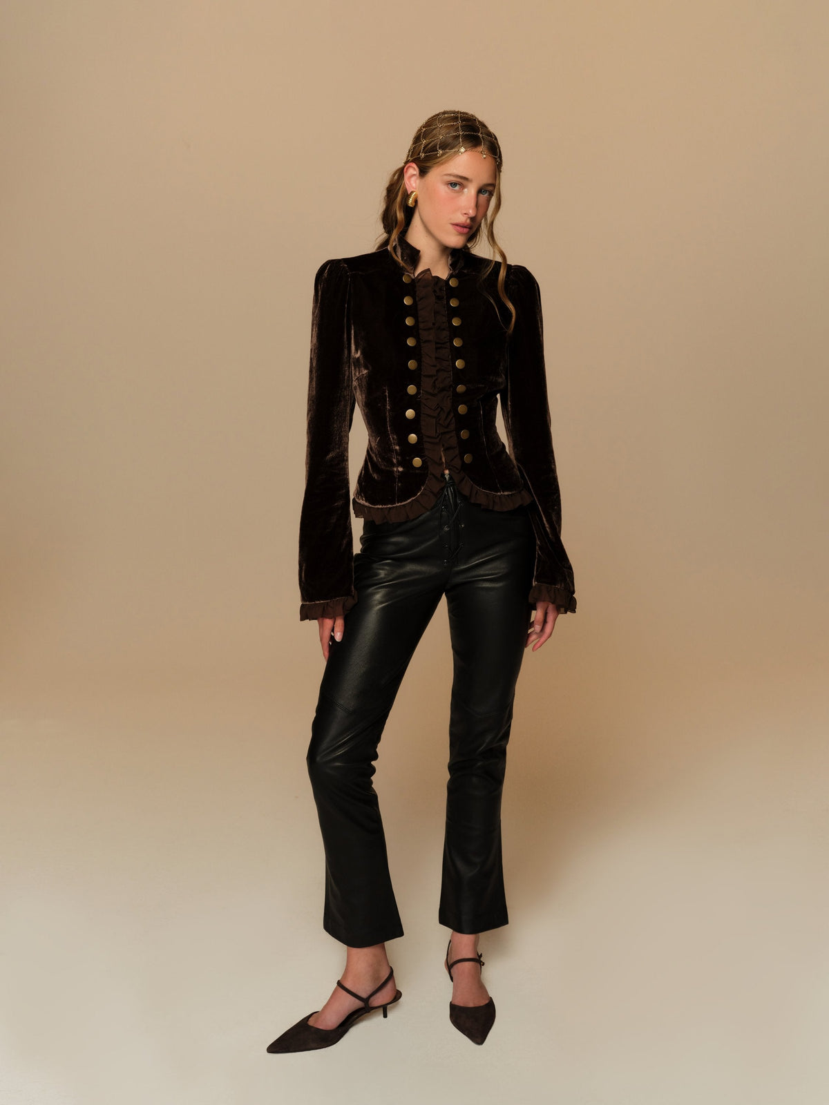For Love & Lemons Heirloom Velvet Military Jacket