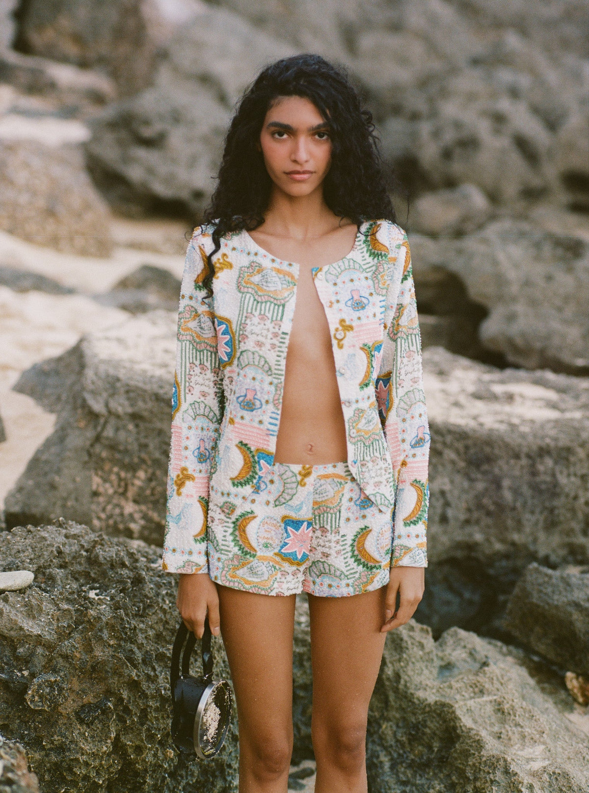 For Love & Lemons Tide Pool Beaded Shorts
