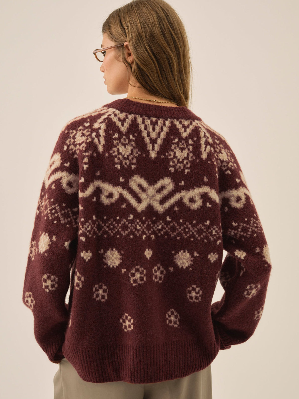 For Love & Lemons Arabella Intarsia Chunky Cardigan