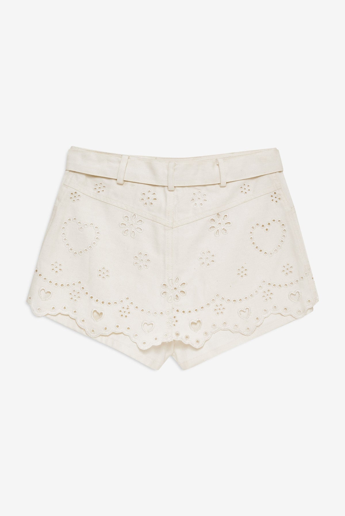 For Love & Lemons Heart Eyelet Denim Skort