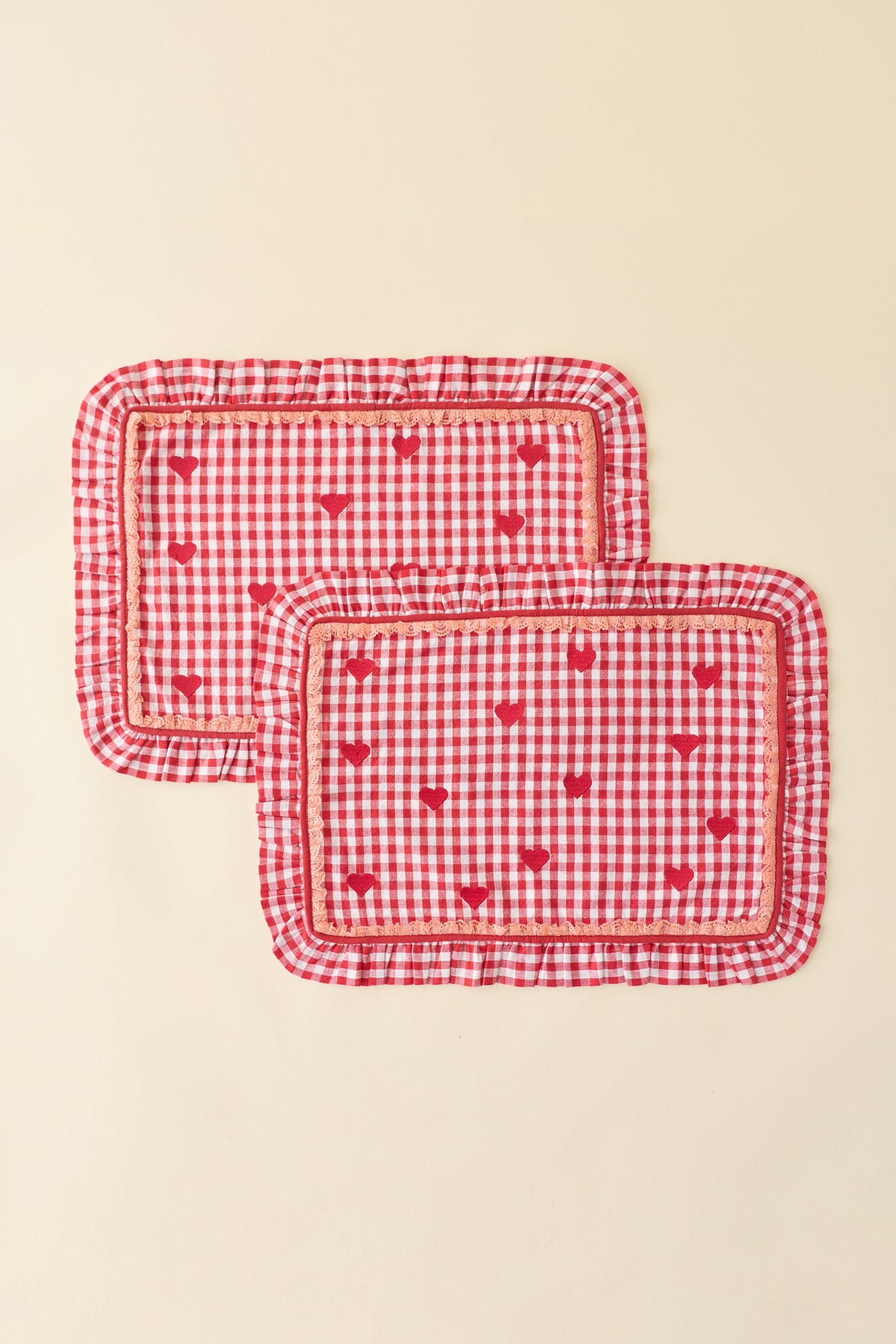 For Love & Lemons Gingham Ruffled Placemat Set