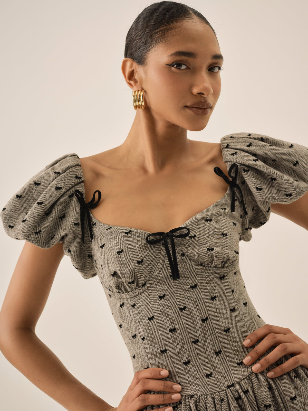 For Love & Lemons Twill Bow Mini Dress