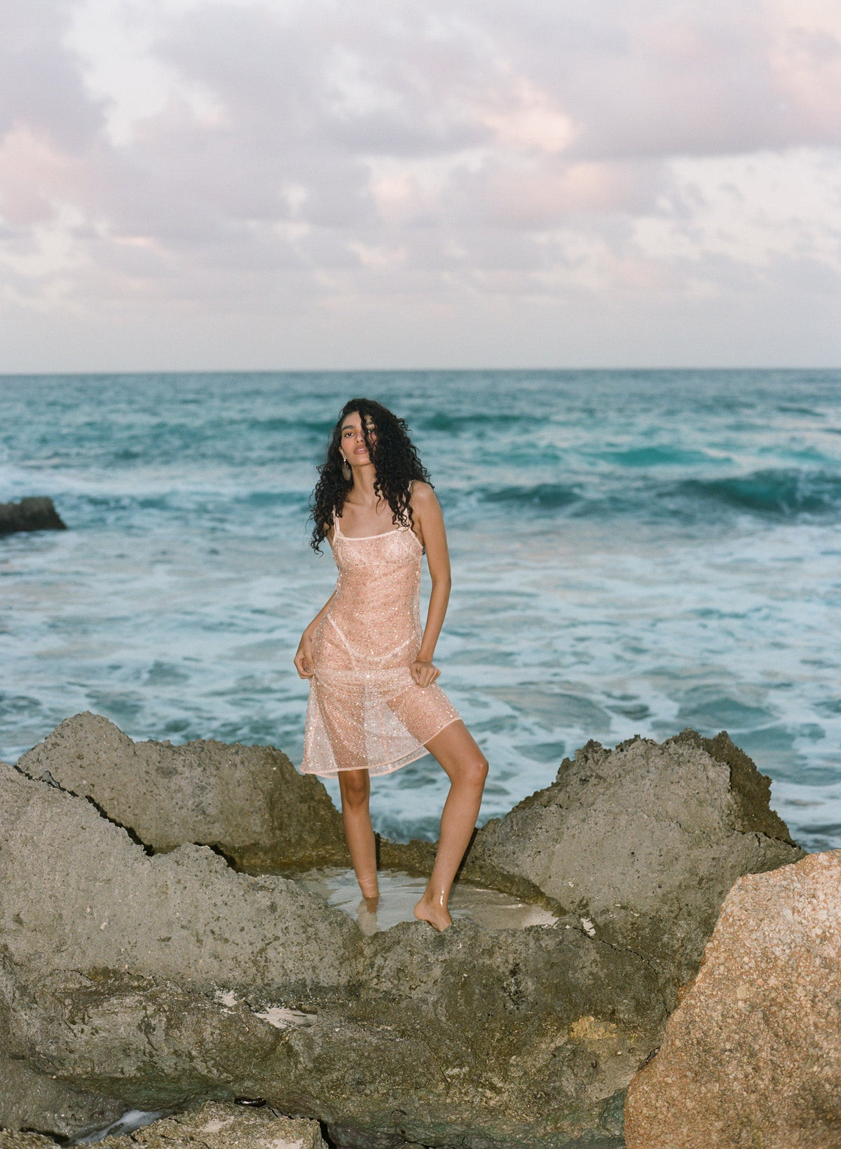 For Love & Lemons Washed Ashore Midi Slip Dress