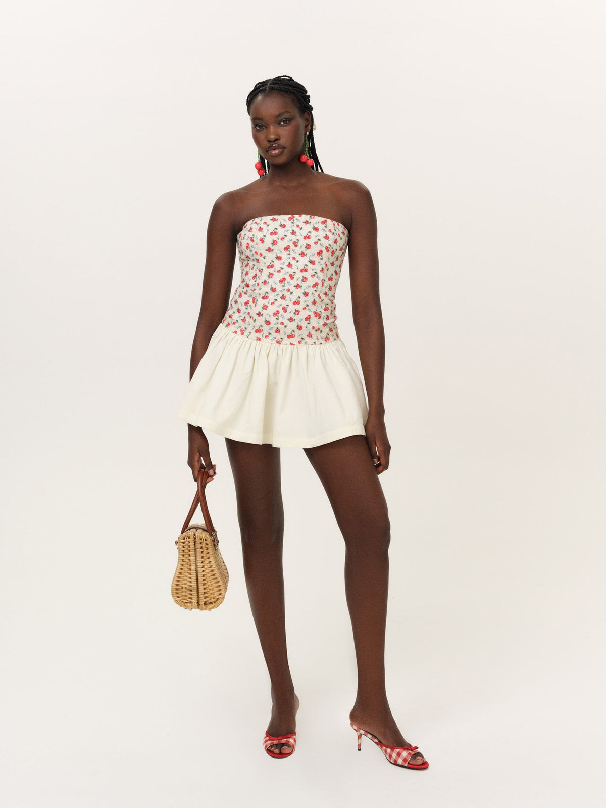 For Love & Lemons Cherry Beaded Mini Dress