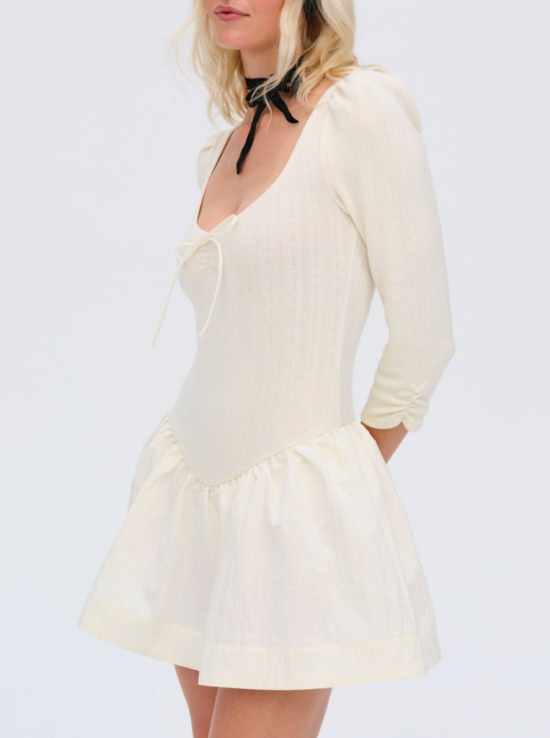 For Love & Lemons Aliyah Pointelle Mini Dress