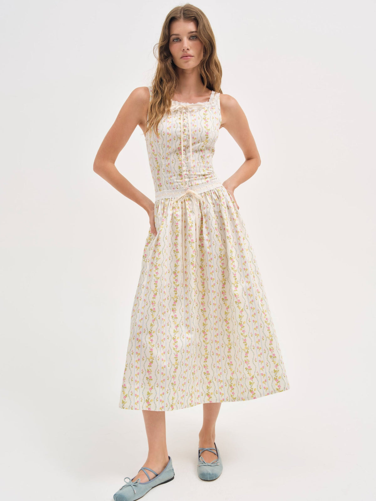 For Love & Lemons Brigitta Floral Midi Dress