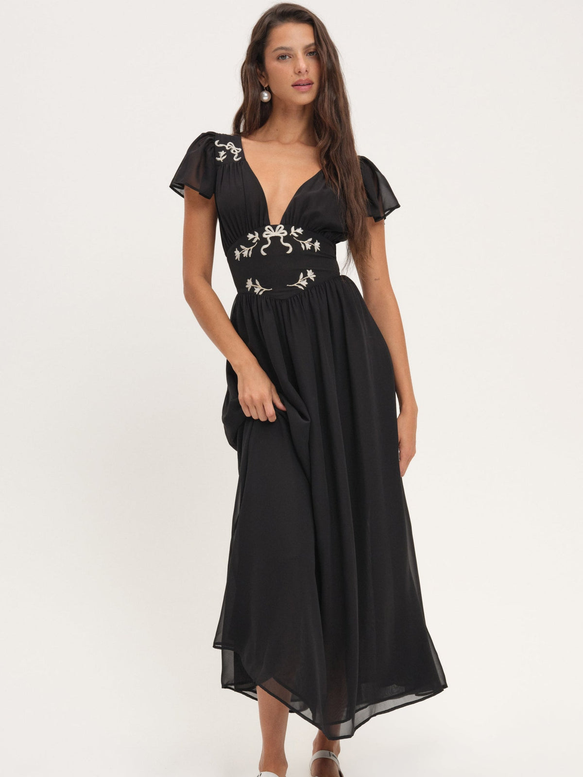 For Love & Lemons Emmie Chiffon Maxi Dress