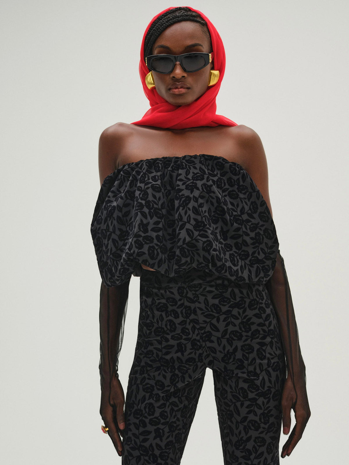 For Love & Lemons Midnight Velvet Bubble Top
