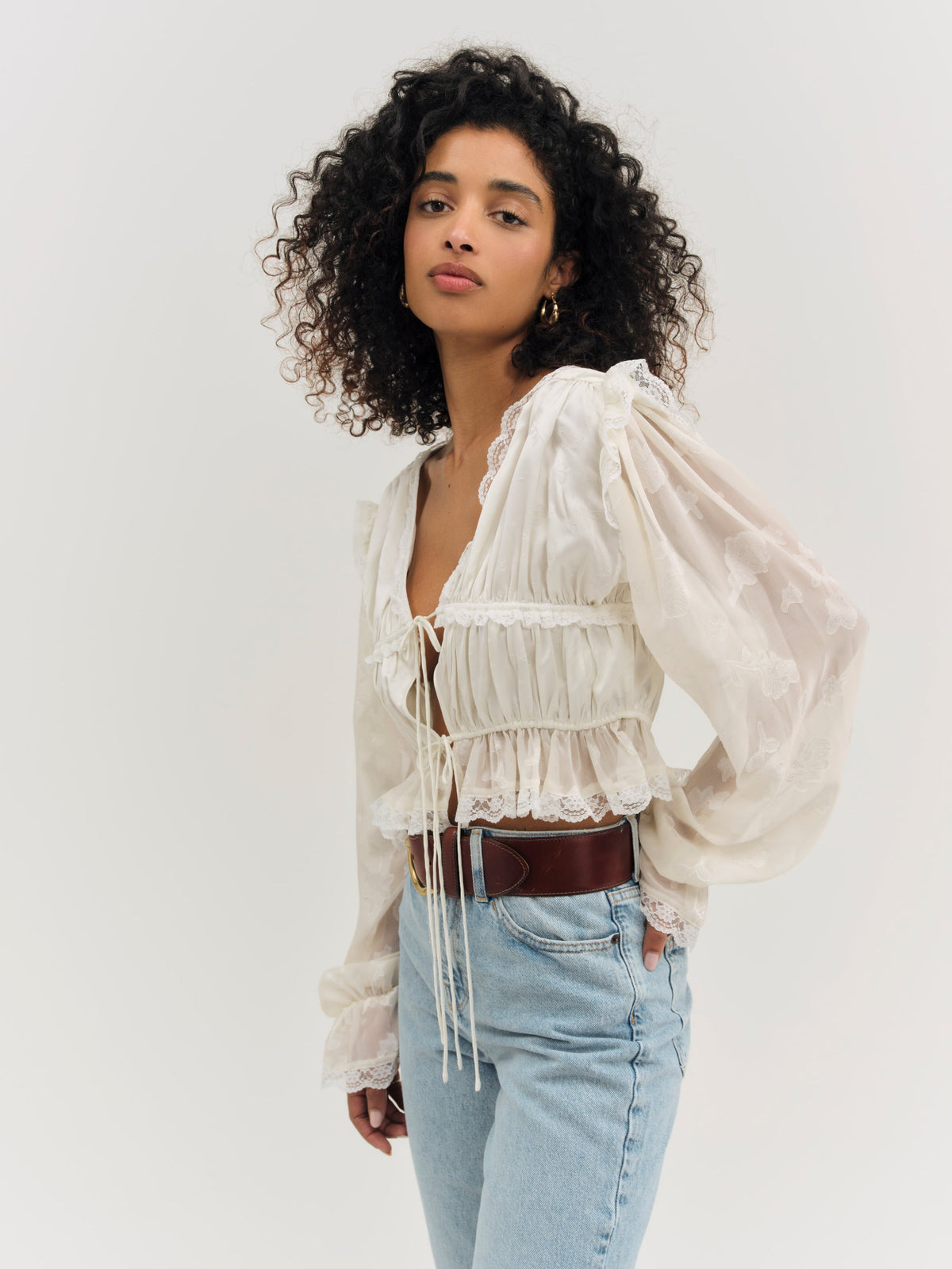 For Love & Lemons Jeanne Jacquard Top