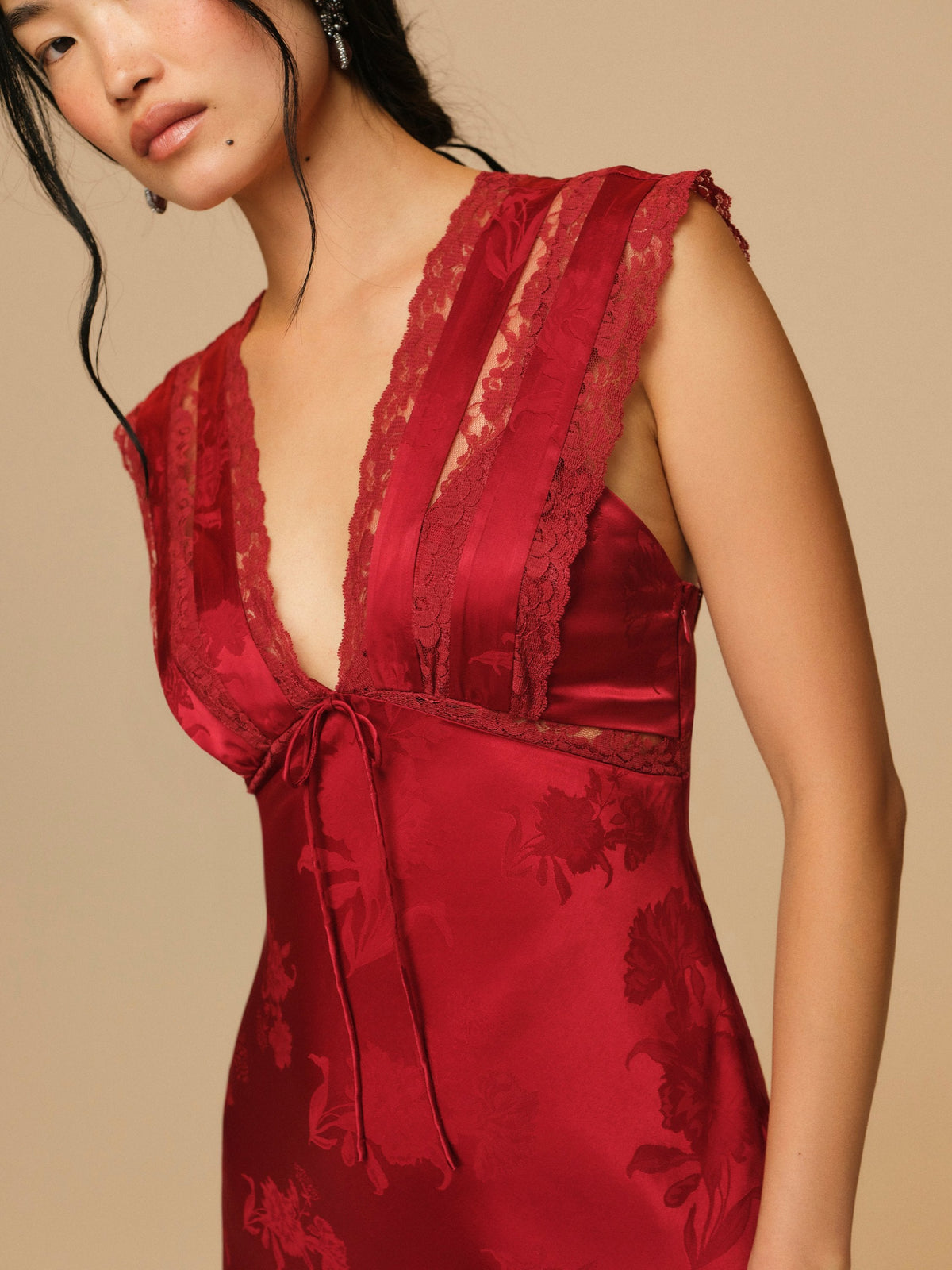For Love & Lemons Adrift Satin Maxi Dress