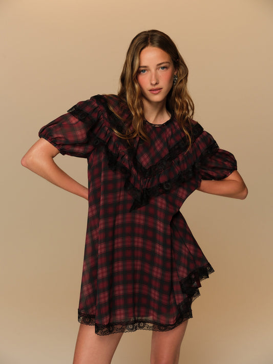 For Love & Lemons Jules Plaid Mini Dress