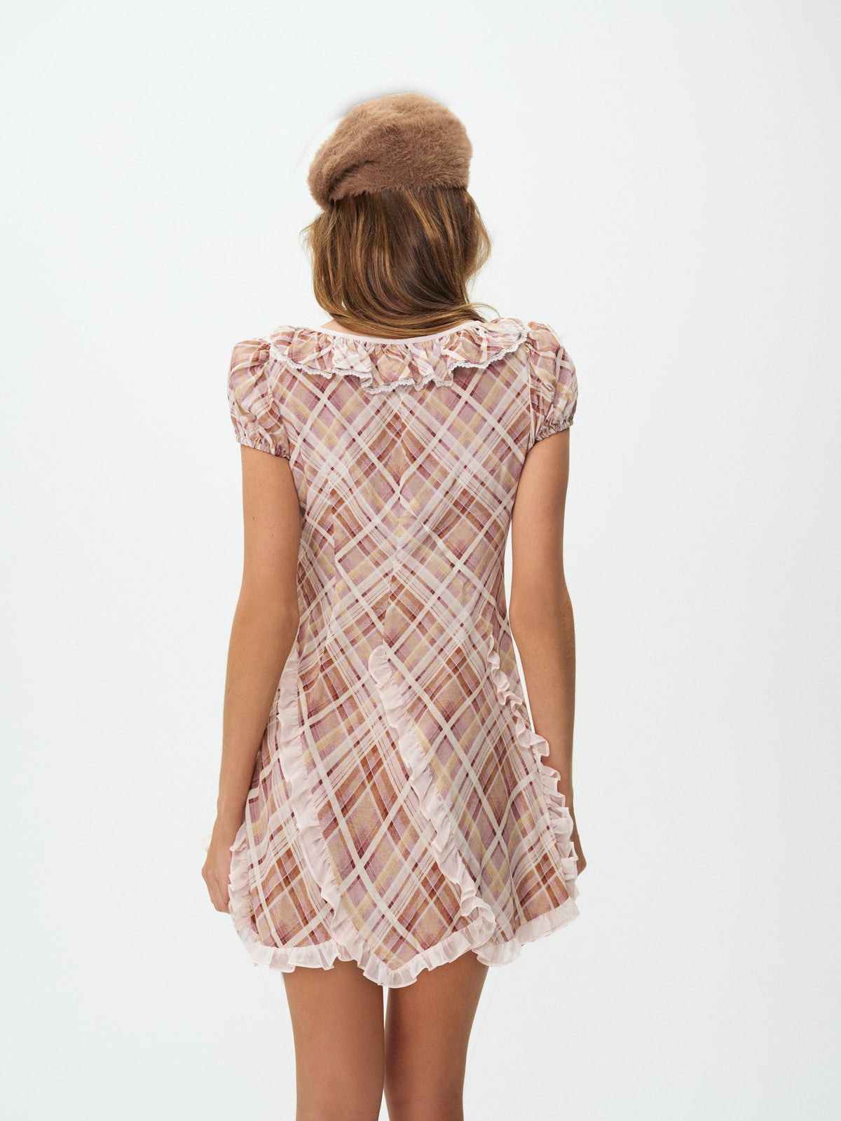 For Love & Lemons Poet Plaid Mini Dress