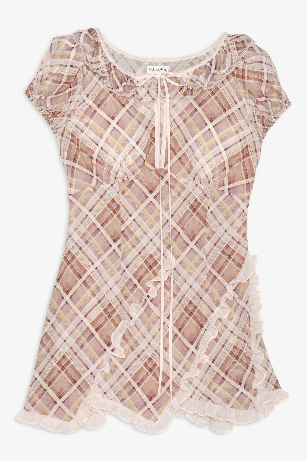 For Love & Lemons Poet Plaid Mini Dress