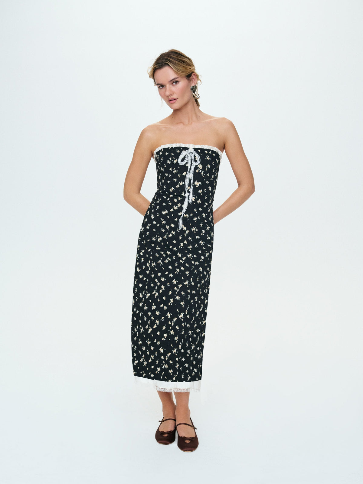 For Love & Lemons Baby Bows Patchwork Midi Dress