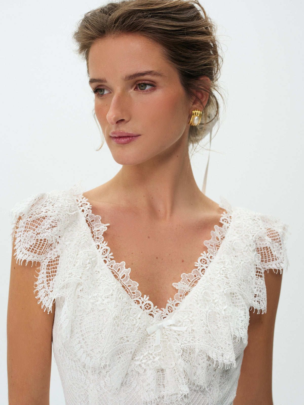 For Love & Lemons Victorian Cascade Lace Midi Dress
