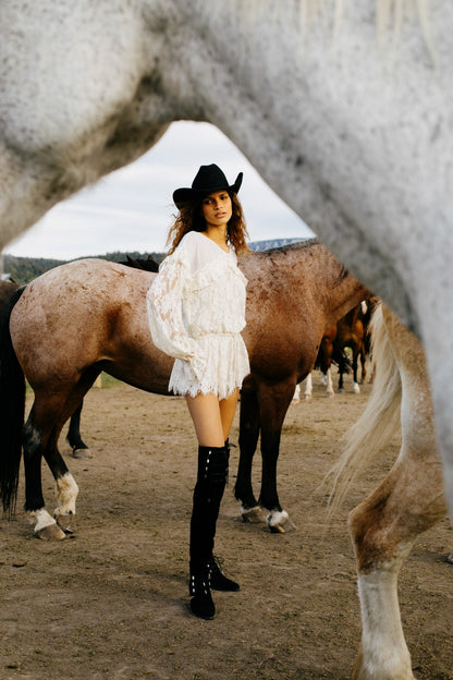 For Love & Lemons Country Rose Lace Romper