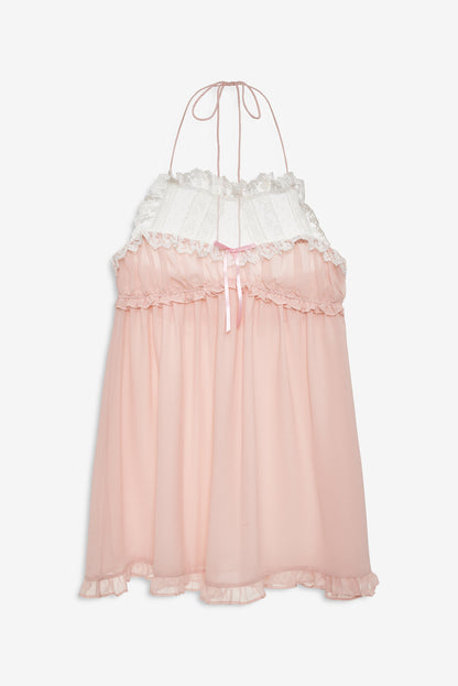 For Love & Lemons Layered Lace Halter Slip Dress