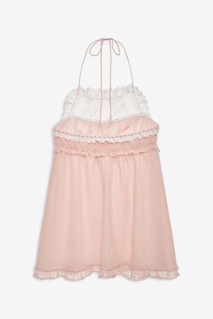 For Love & Lemons Layered Lace Halter Slip Dress