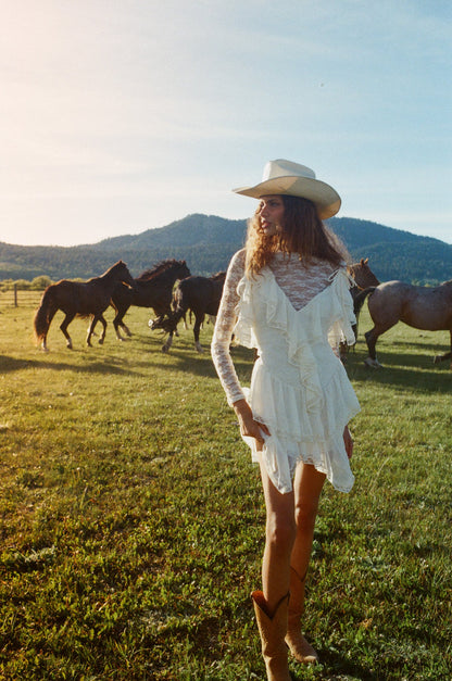 For Love & Lemons Layla Asymmetrical Mini Dress