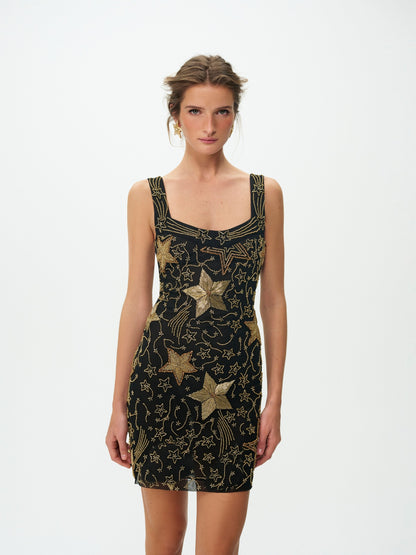 For Love & Lemons Shooting Stars Beaded Mini Dress