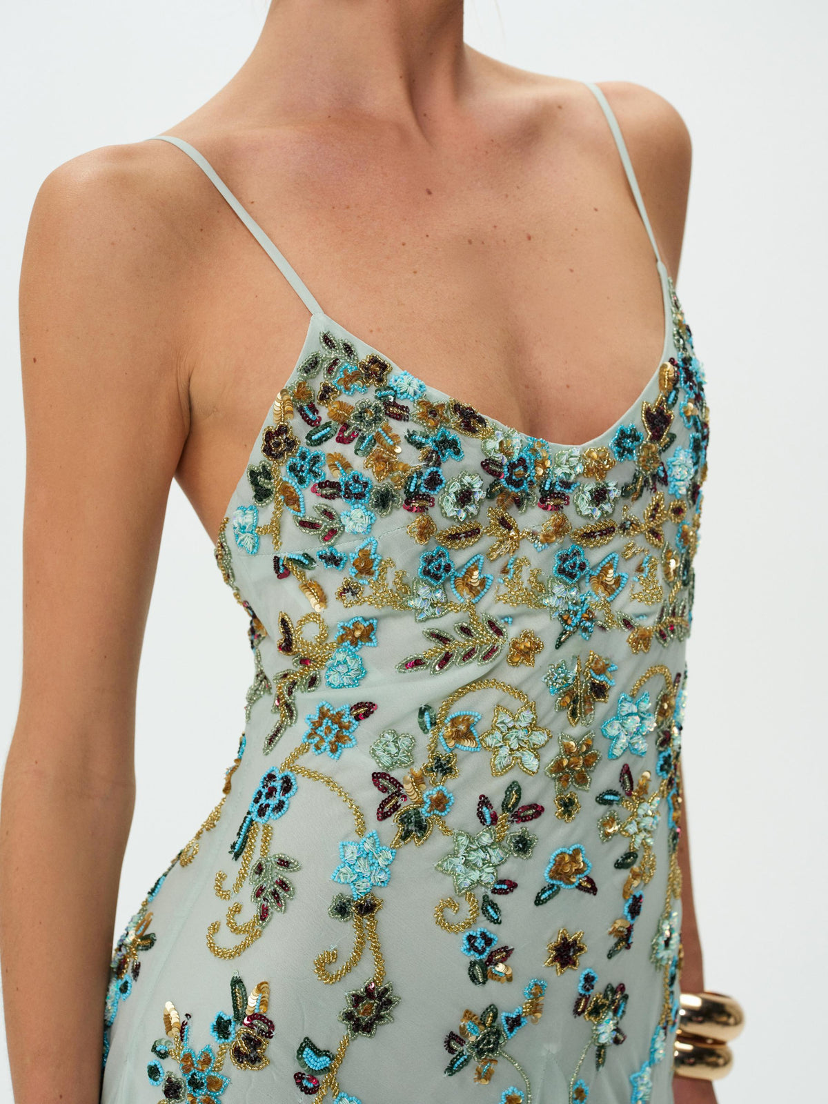 For Love & Lemons Tiffiany Asymmetrical Beaded Mini Dress