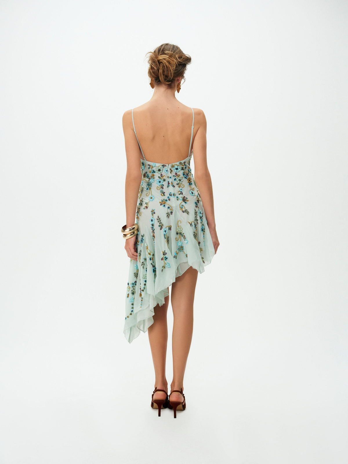 For Love & Lemons Tiffiany Asymmetrical Beaded Mini Dress