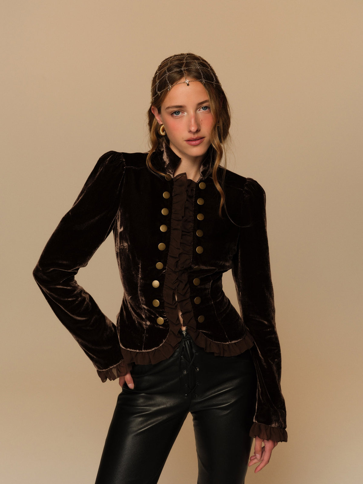 For Love & Lemons Heirloom Velvet Military Jacket