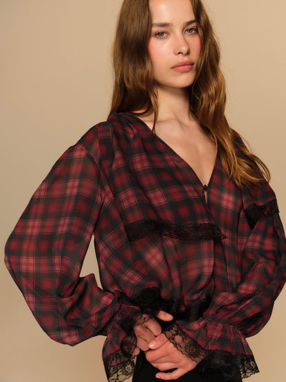 For Love & Lemons Jules Plaid Top