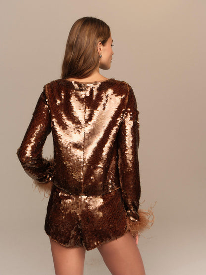 For Love & Lemons Goldie Sequin Jacket