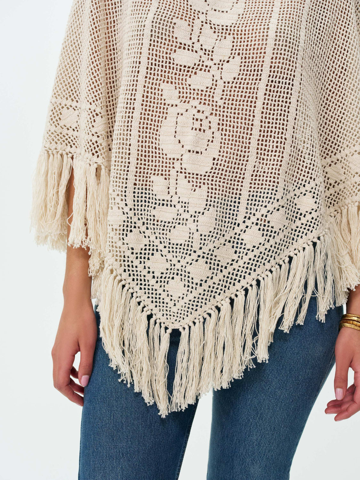 For Love & Lemons Rosewood Crochet Poncho