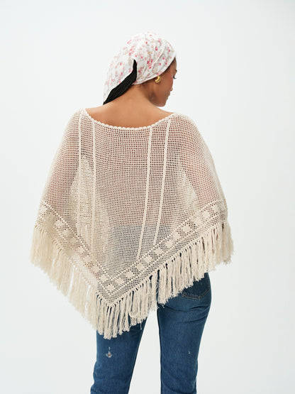 For Love & Lemons Rosewood Crochet Poncho