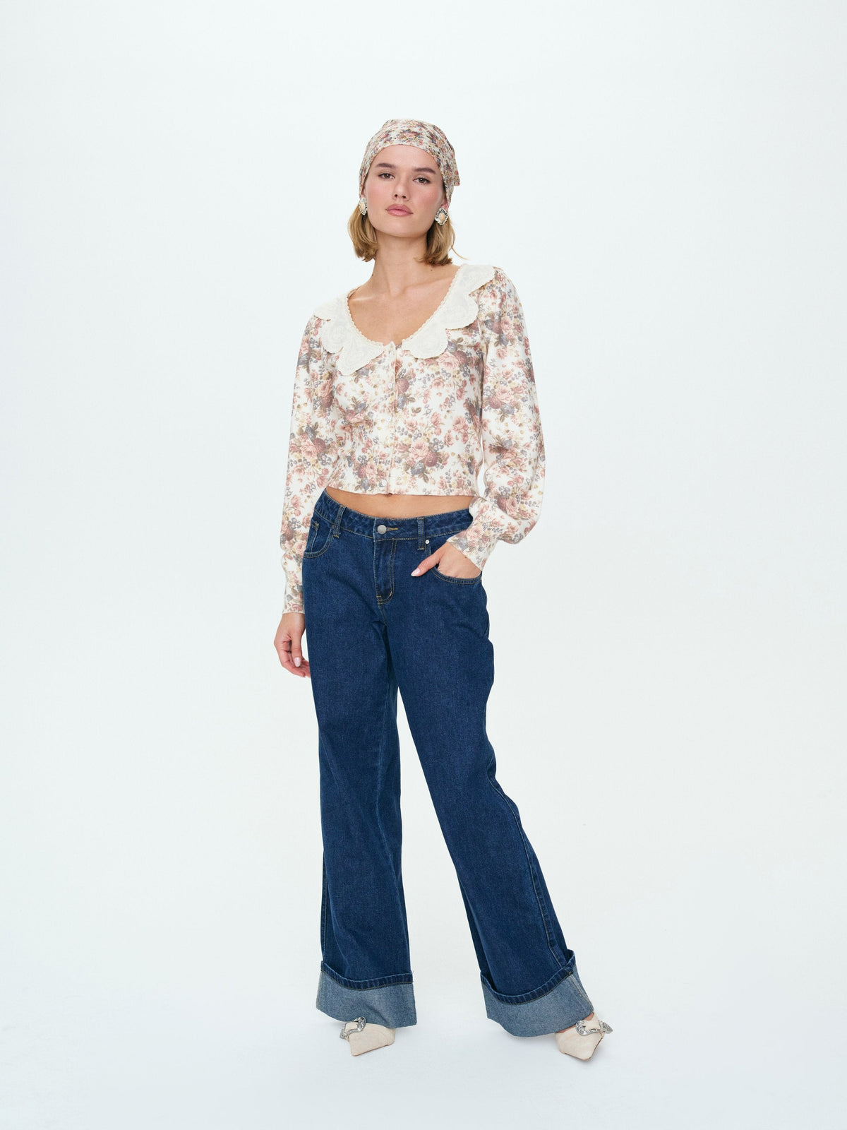 For Love & Lemons Betsy Floral Sweater