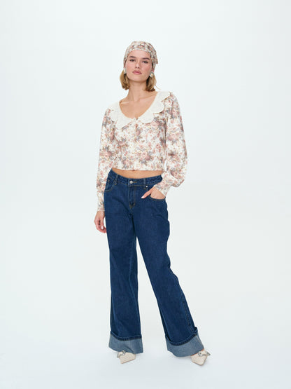 For Love & Lemons Betsy Floral Sweater