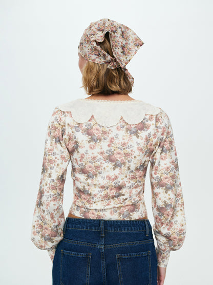 For Love & Lemons Betsy Floral Sweater