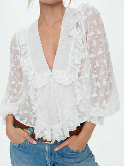 For Love & Lemons Hamptons Eyelet Blouse
