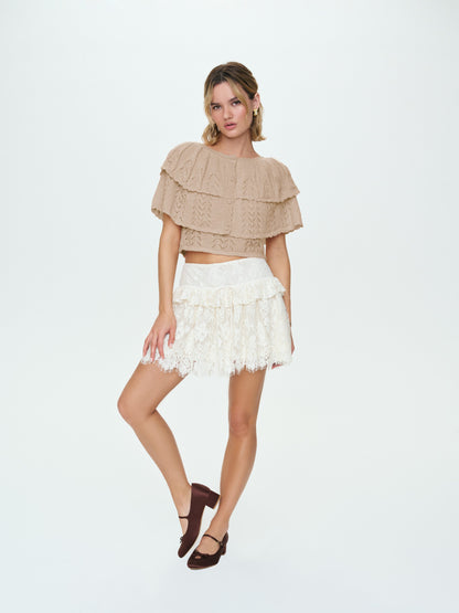 For Love & Lemons Evelyn Crochet Tank and Ruffle Cape