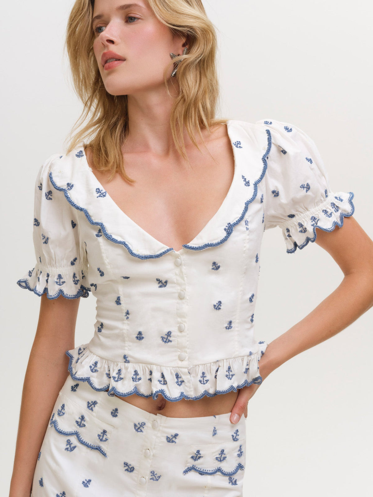 For Love & Lemons Beaded Anchors Top