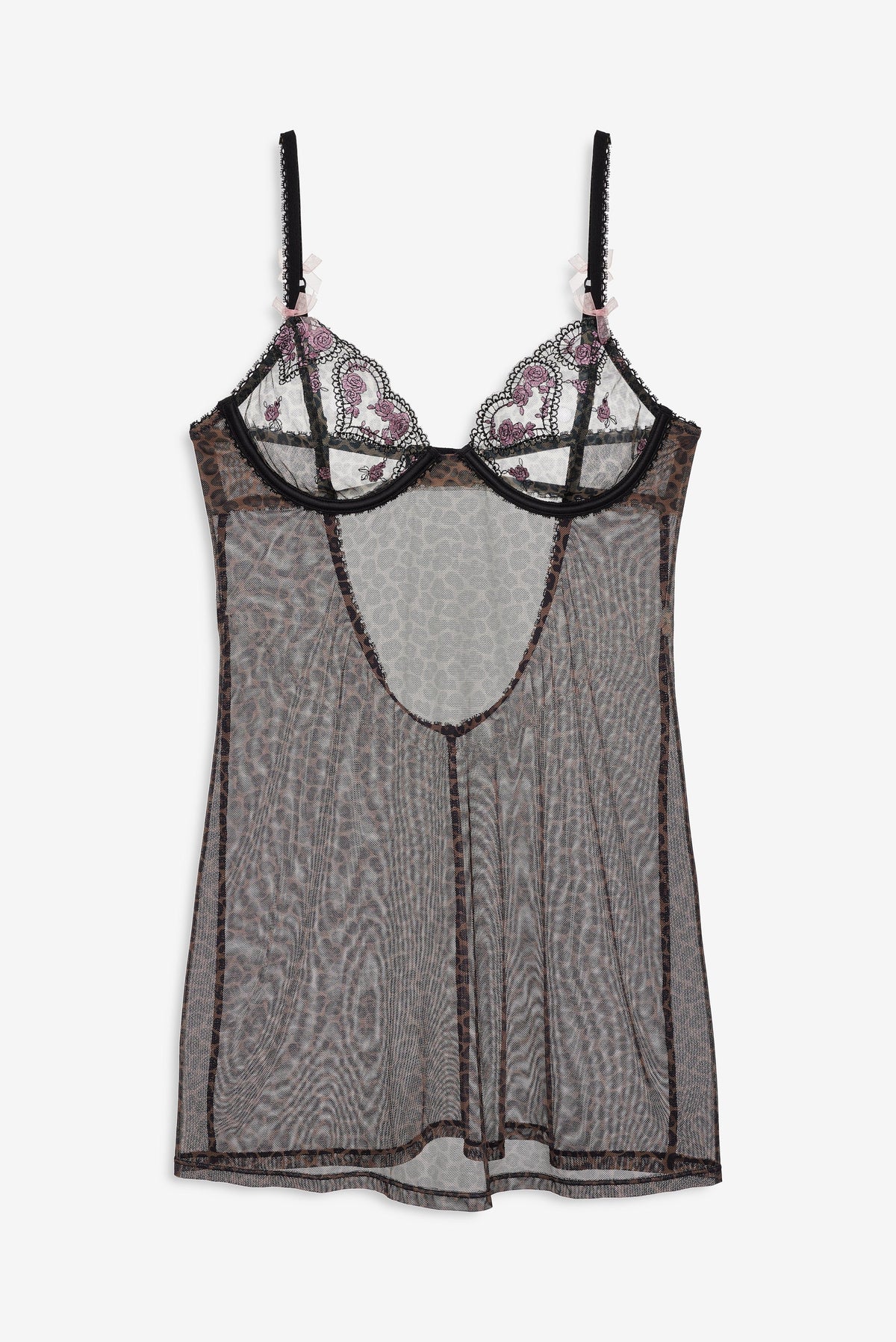 For Love & Lemons Cheetah Hearts Slip Dress