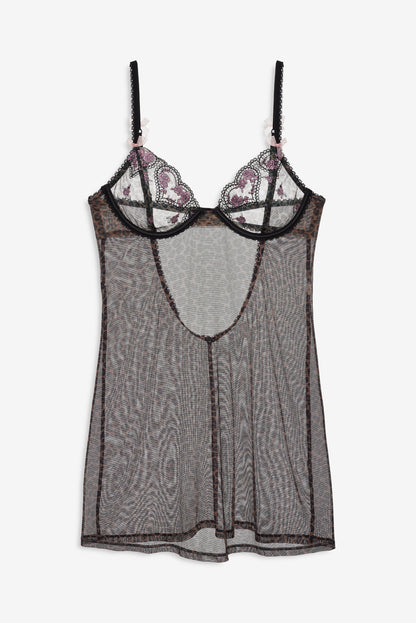 For Love & Lemons Cheetah Hearts Slip Dress
