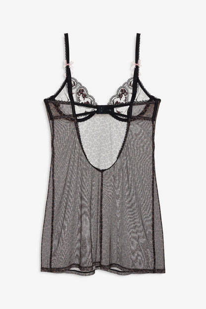 For Love & Lemons Cheetah Hearts Slip Dress