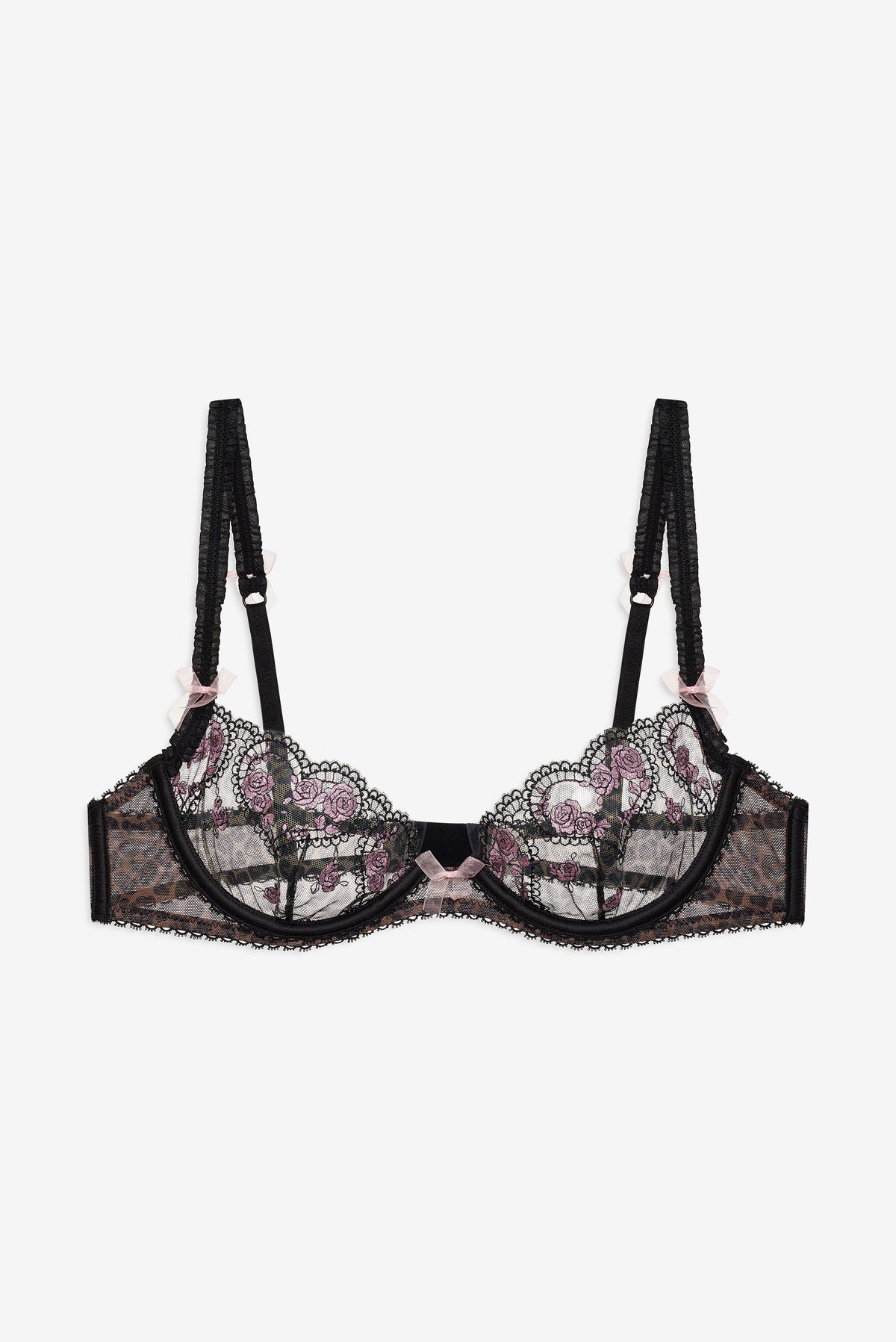 For Love & Lemons Cheetah Hearts Underwire Bra