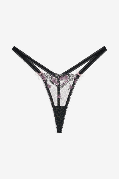 For Love & Lemons Cheetah Hearts Thong Panty