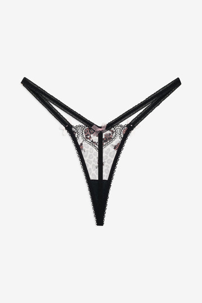 For Love & Lemons Cheetah Hearts Thong Panty