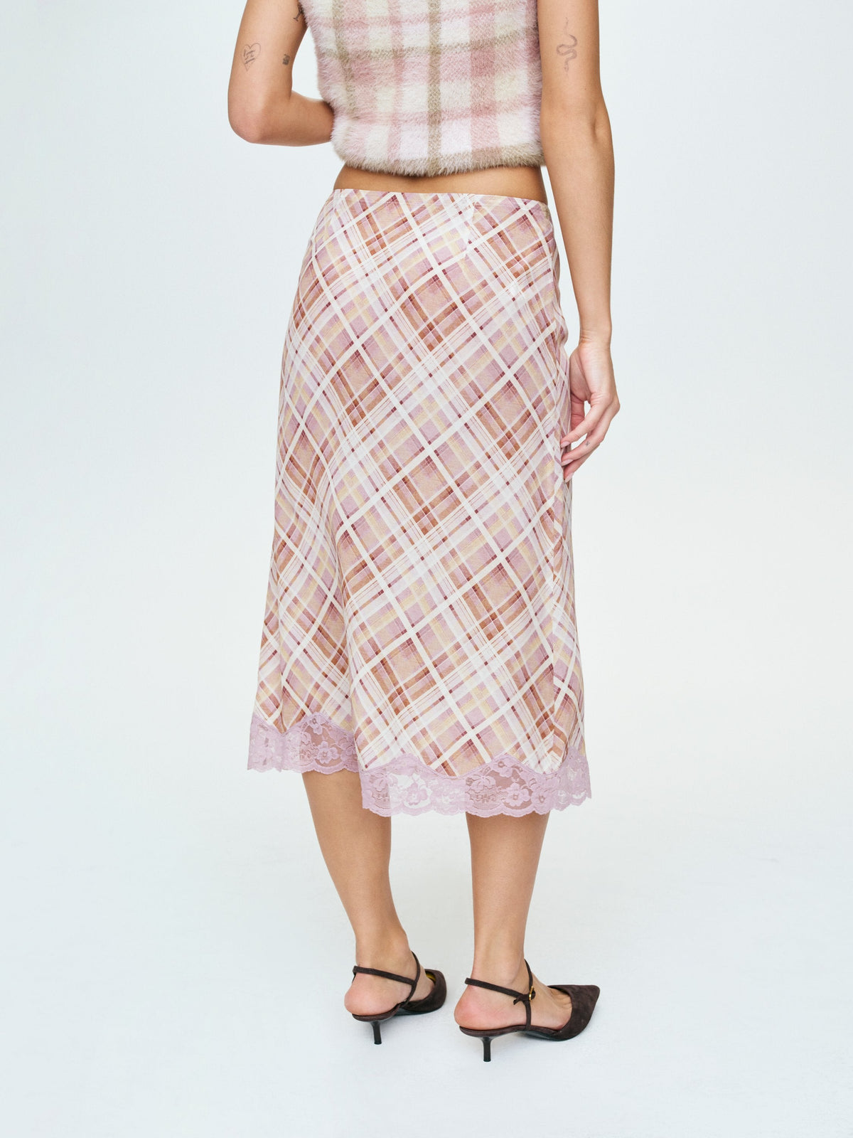 For Love & Lemons Poet Plaid Midi Skirt