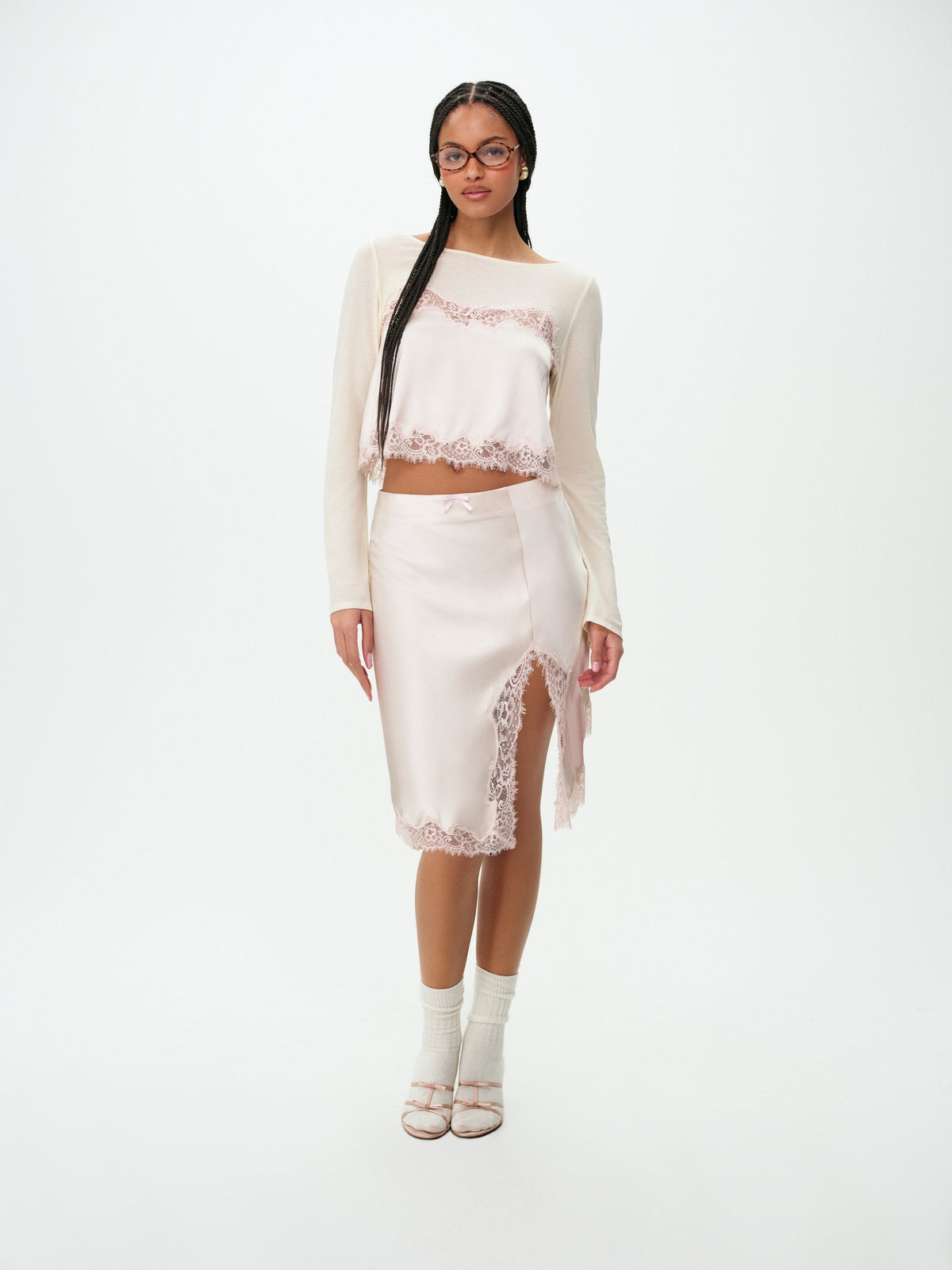 For Love & Lemons Sydney Midi Slip Skirt