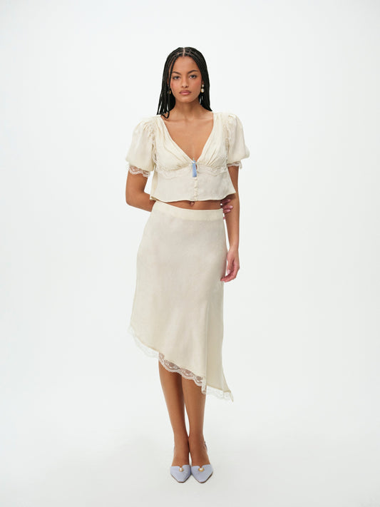 For Love & Lemons Chiara Asymmetrical Midi Skirt