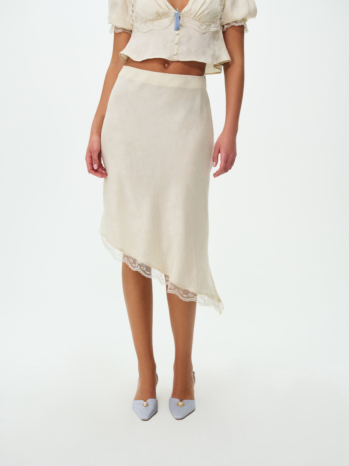For Love & Lemons Chiara Asymmetrical Midi Skirt