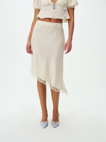 For Love & Lemons Chiara Asymmetrical Midi Skirt