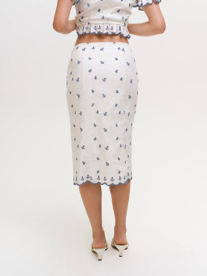 For Love & Lemons Beaded Anchors Midi Skirt