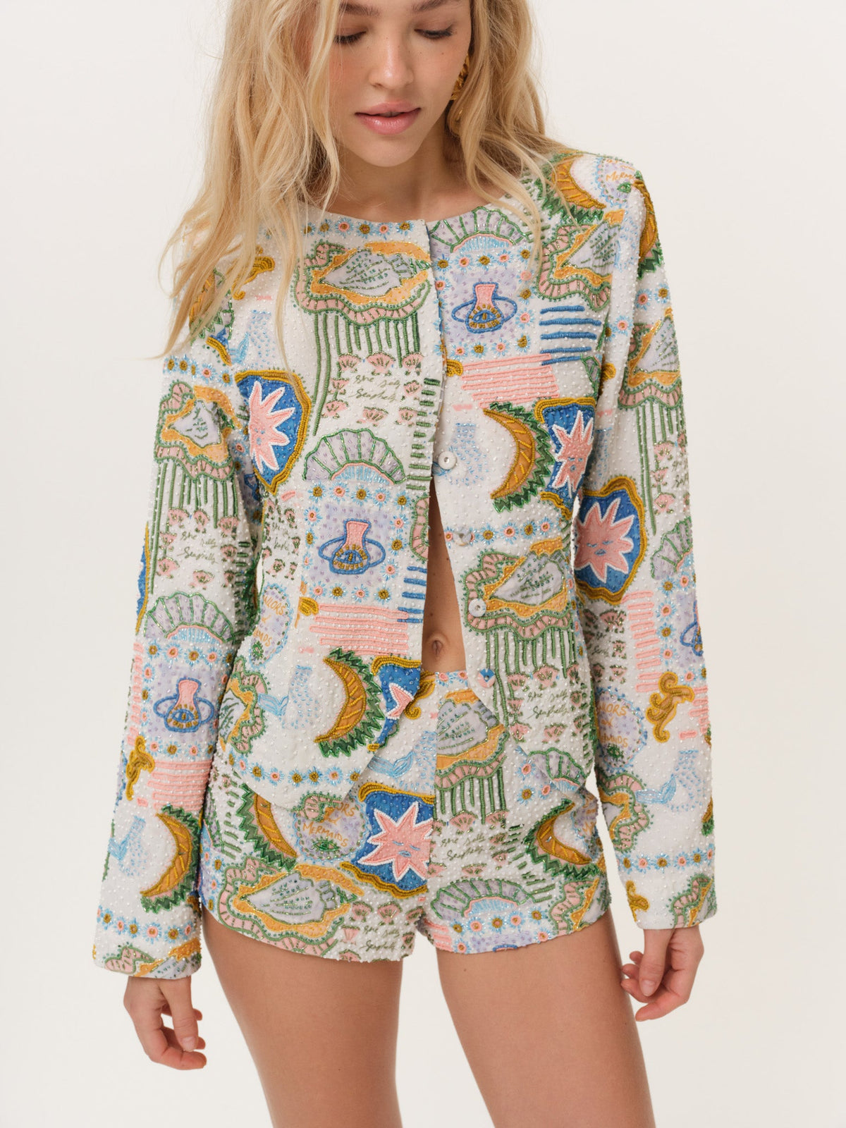 For Love & Lemons Tide Pool Beaded Shorts